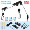 Bike Lift Ceiling Storage Mount 50LBS Load Bicycle Hoist Pulley Rack Heavy Duty Hanger w/ 48FT Rope For Ladder Kayak