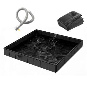 41x41x5.5in Portable Shower Pan Foldable Shower Basin Collapsible Camping Shower Tent Base with Detachable Drain Pipe for Indoor & Outdoor