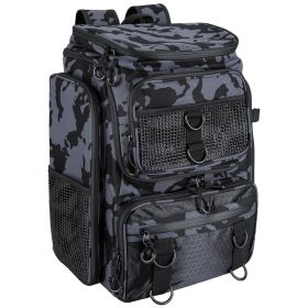 42L/11Gal Fishing Backpack Large Capacity Fishing Tackle Storage Bag with Rod Holders 16-Pocket Water-Resistant with Divider Adjustable Padded Straps