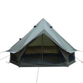 9.8FT Oxford Bell Tent for Family Camping Spacious Yurt Tent with Stove Jack, 4 Season Glamping Shelter, Waterproof Oxford Hot Tent for 3-4 People (Option: DarkGreen_9_.8FT)