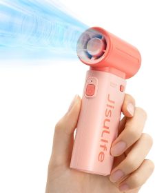 Portable Handheld Fan9, Turbo Power High Speed Air [18H Max Cooling Time], 5 Gear Wind, 5000mAh Rechargeable, Mini Pocket Design (Color: Pink   5000mAh)
