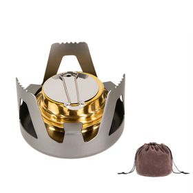 Portable Alcohol Stove Small Brass Spirit Burner With Aluminium Stand Ultralight Cookware For Outdoors Camping Hiking Backpacking Picnic (Option: Default)